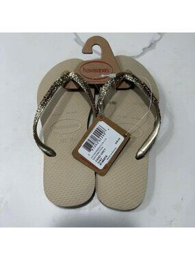 Havaianas Kids Slim Glitter II Sand Gray Girls Sandals Size US 3 Kids
